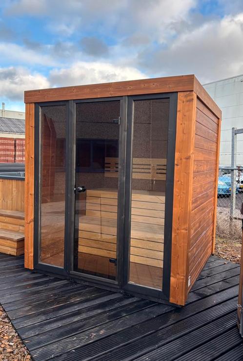 Thermowood panorama sauna buitensauna tuinsauna, Sport en Fitness, Sauna, Ophalen of Verzenden