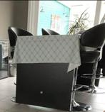 Hoge bartafel met 4 lederen stoelen - in goede staat., Huis en Inrichting, Tafels | Statafels, Ophalen, Zo goed als nieuw