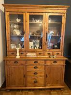 Massief houten vitrinekast (2 delen), Huis en Inrichting, Ophalen, Gebruikt, 200 cm of meer, 150 tot 200 cm