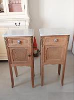 2 eiken nachtkastjes, Huis en Inrichting, Ophalen, Gebruikt, Hout, 70 cm of meer