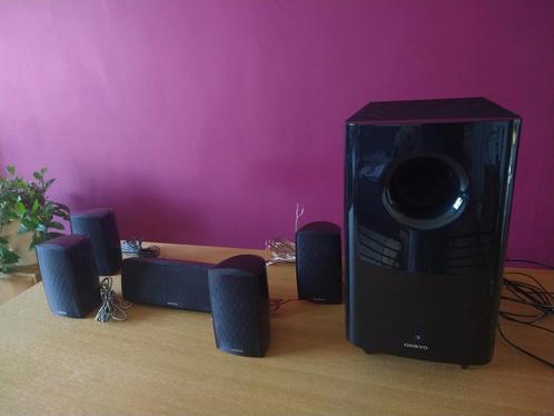 Onkyo 5.1 speakerset met actieve subwoofer, Audio, Tv en Foto, Luidsprekerboxen, Zo goed als nieuw, Complete surroundset, 120 watt of meer
