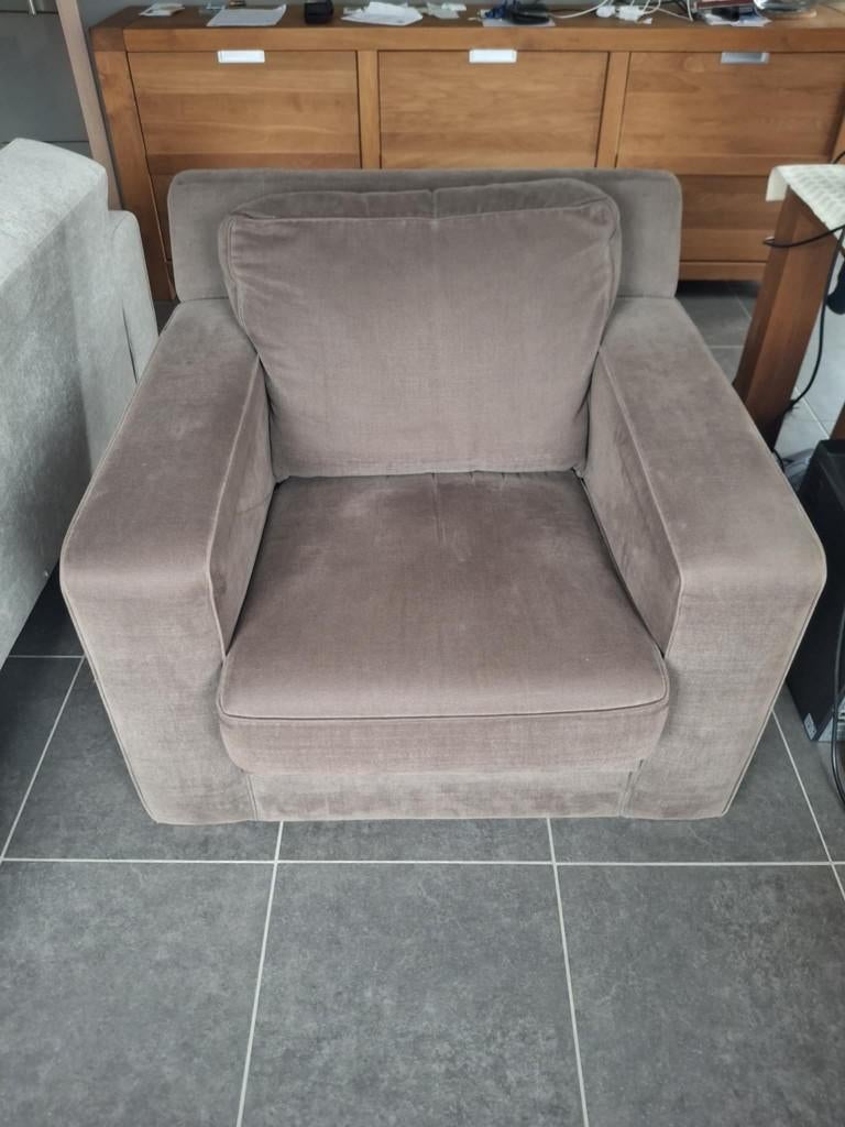 2x Canapé moderne 1 place NIBEMA couleur Taupe, 75 à 100 cm, Moins de 150 cm, Banc droit, Une personne