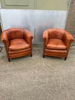 Schapenleren Club fauteuil Liverpool in Cognac schaapsleder, Ophalen, Gebruikt, Twee, Bruin
