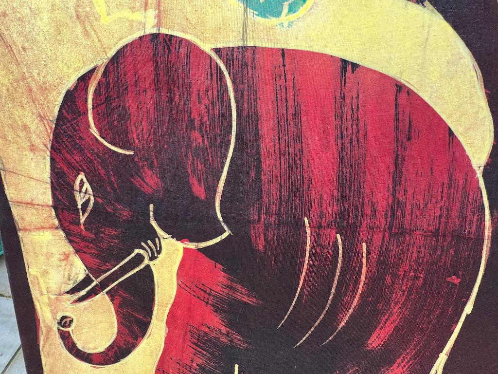 Panneau décoratif avec tissu Sénégalais, Maison & Meubles, Objet de décoration, 136 cm, Utilisé, Bois