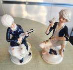 Vintage porseleinen beeldjes muzikant & dame met vogel, Enlèvement