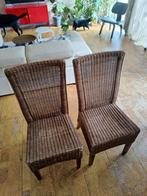 Ronde houten eettafel + 4 rotan stoelen – stevige set, Ophalen