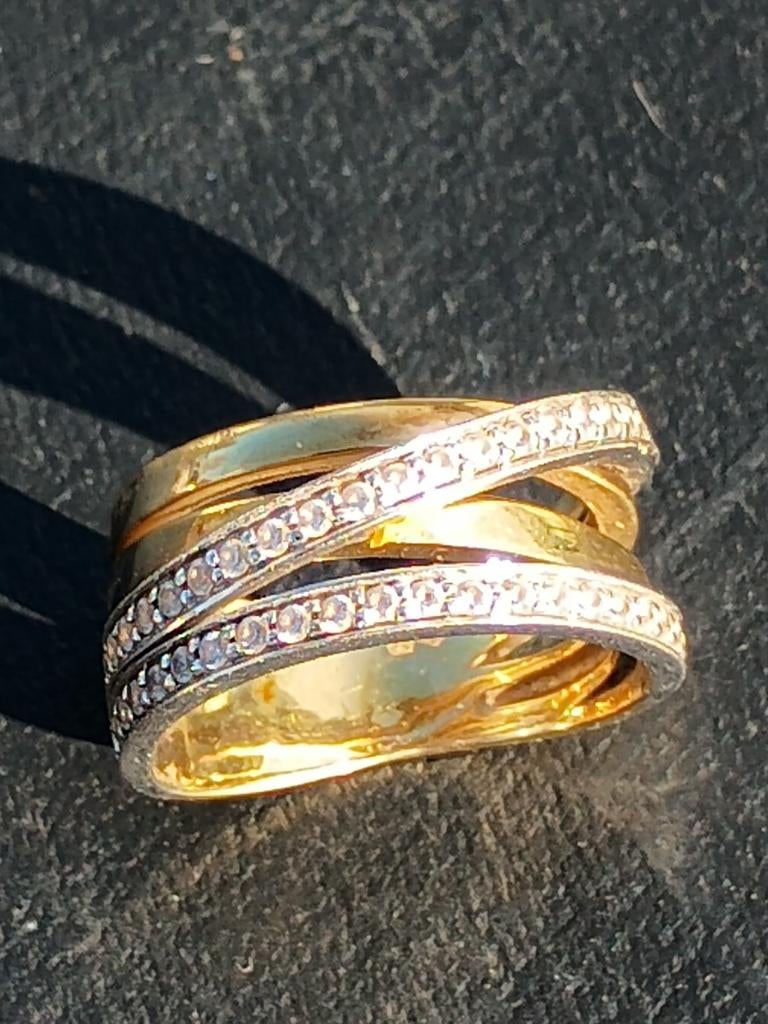 Bague en Or Jaune et Blanc avec Pierres, Bijoux, Sacs & Beauté, Bagues, Neuf, Or, Jaune, 20 ou plus grands