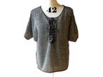 (111)- blouse femme t.42 noir gris blanc, Enlèvement ou Envoi, Comme neuf, Taille 42/44 (L), Noir