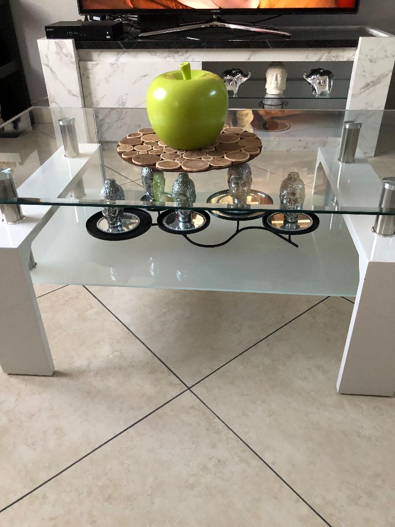Table de salon, 100 à 150 cm, Moins de 50 cm, Comme neuf, Verre