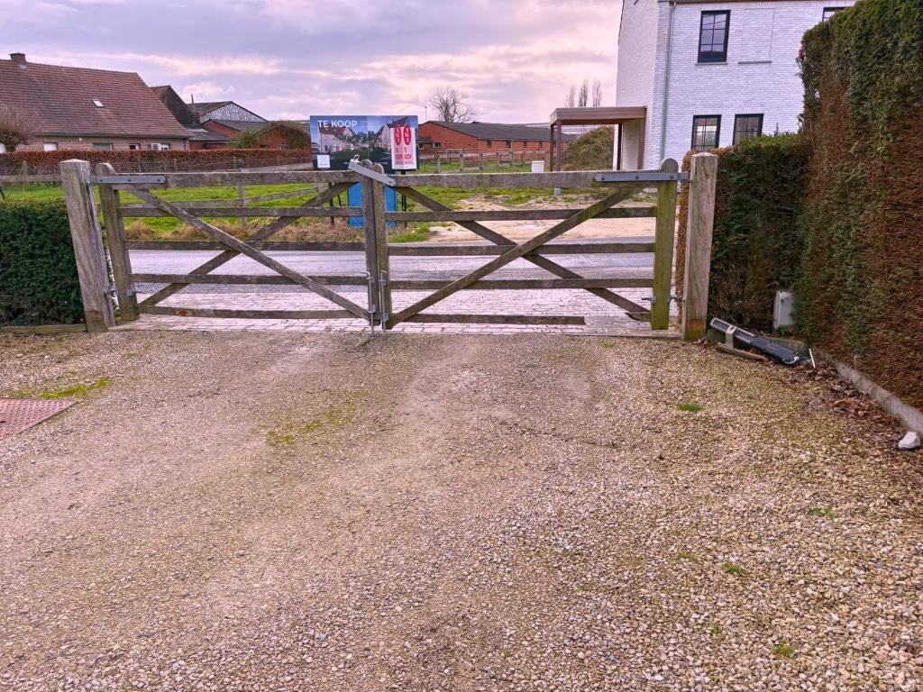 Dubbele houten weidepoort hardhout, Ophalen, Gebruikt, 100 tot 150 cm, Hout