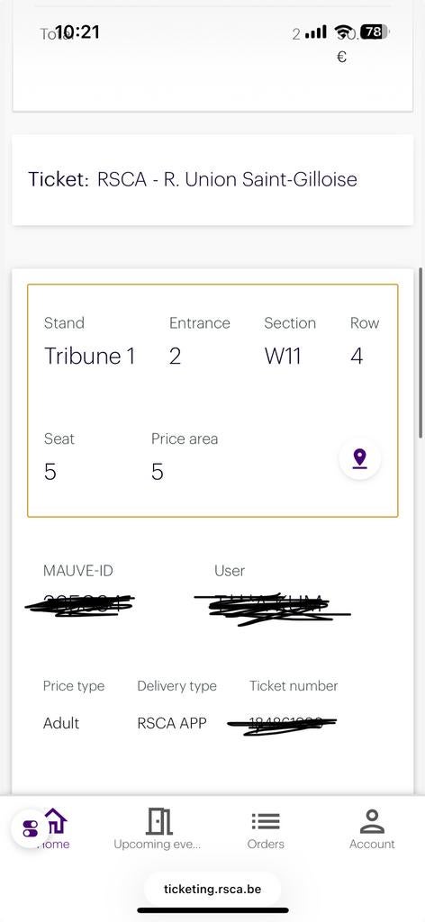 2 tickets Anderlecht USG