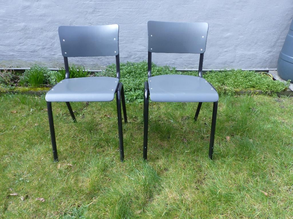 Vintage school / refter stoelen, Ophalen, Gebruikt, Twee, Vintage