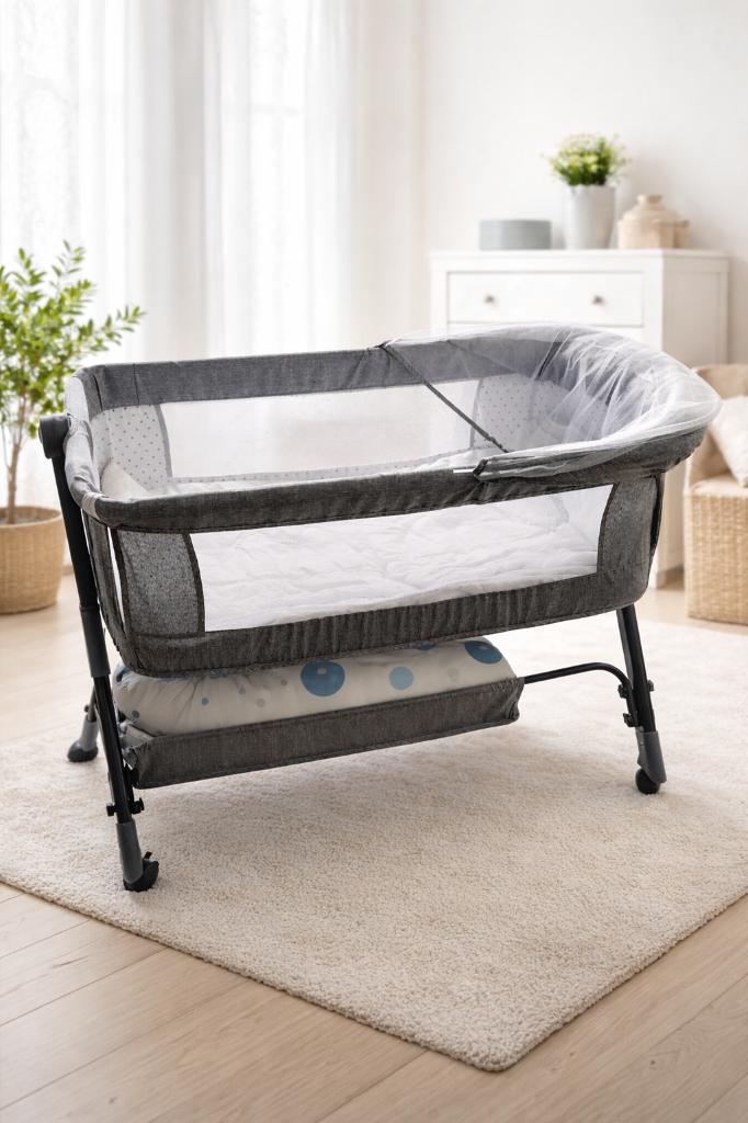 Co-sleeper babywieg – verstelbaar – met matras & muggennet, Kinderen en Baby's, Babywiegjes en Ledikanten, Ophalen, Zo goed als nieuw