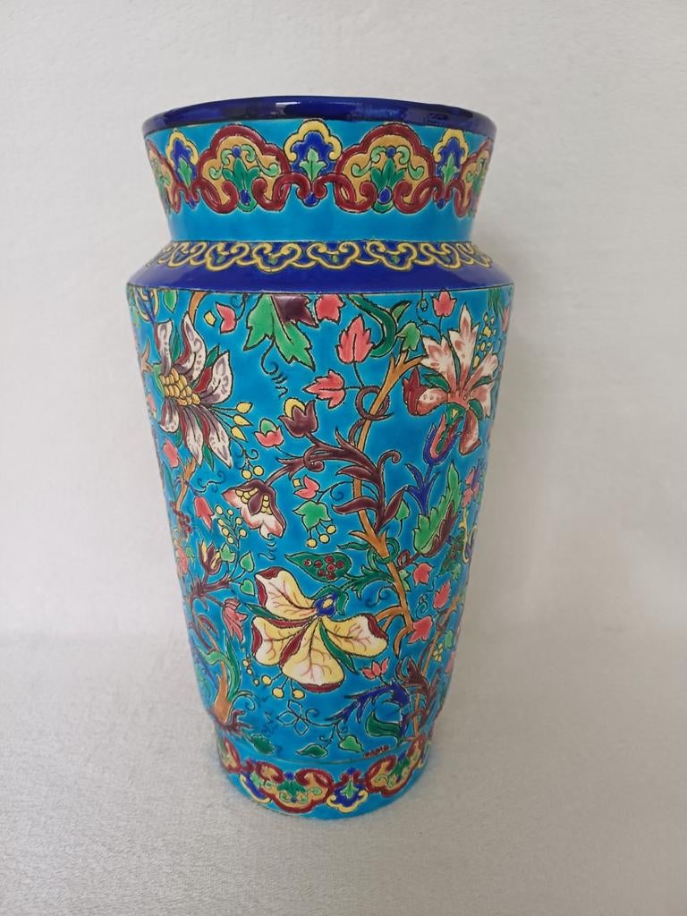 Grand vase en émaux de Longwy – Art Déco années 1930., Antiek en Kunst, Antiek | Vazen, Ophalen