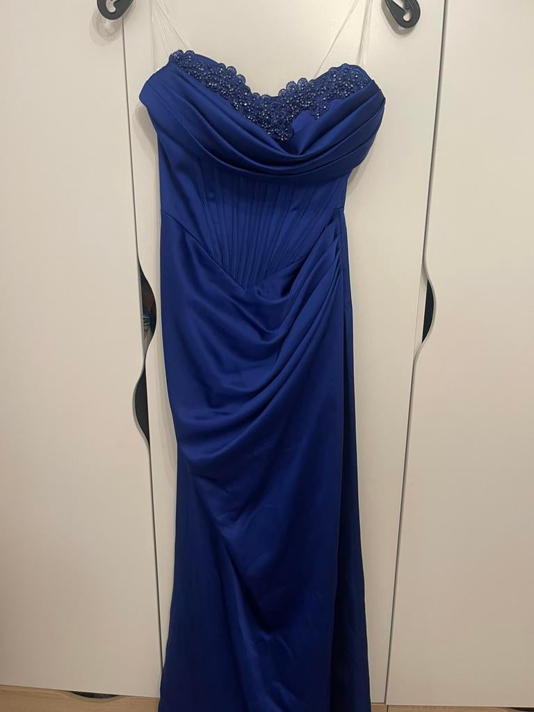 Prachtig haute Couture satijn jurk, Kleding | Dames, Gelegenheidskleding, Ophalen, Zo goed als nieuw, Maat 36 (S)