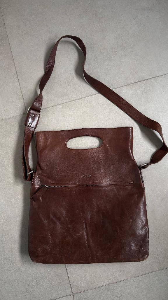 Sac à bandoulière en cuir - Saccoo — Cognac/Brown, Bijoux, Sacs & Beauté, Sacs | Sacs Femme, Enlèvement ou Envoi, Utilisé, Brun