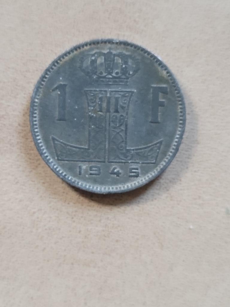 Belgische munt 1 FRC 1945 Zink Leopold III, Postzegels en Munten, Verzenden, Overig, Losse munt