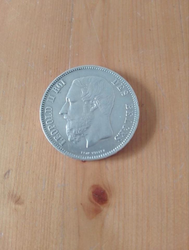 Leopold II - 5 F (1869), Postzegels en Munten, Munten | België, Ophalen of Verzenden