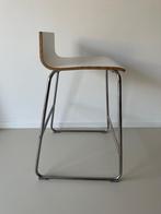 witte hoge kruk met roestvrijstalen poten, Huis en Inrichting, Ophalen, Gebruikt, Hout