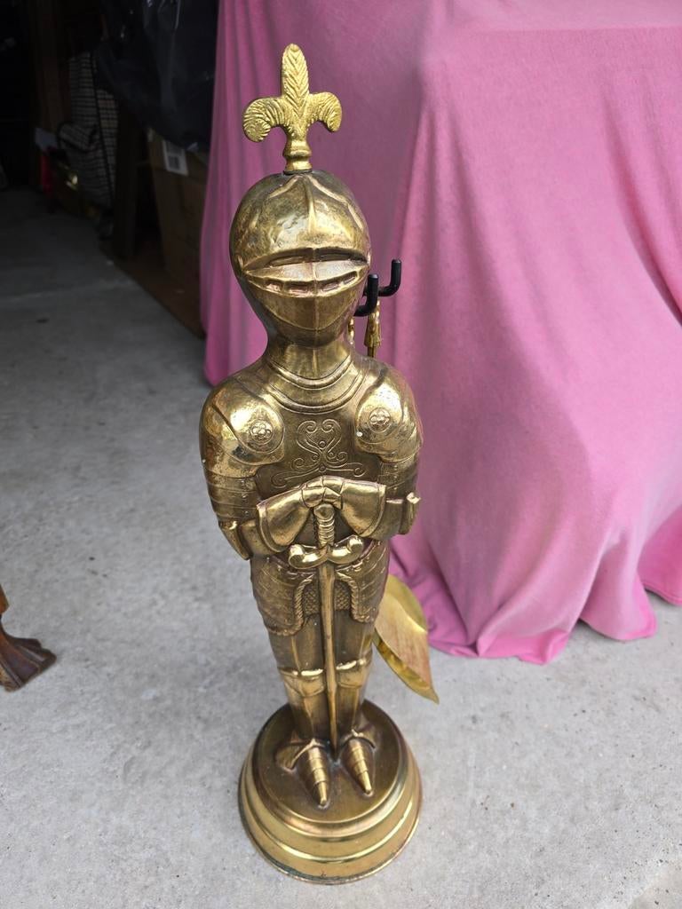 Vintage Messing Haardstel - Ridder, Antiek en Kunst, Antiek | Brons en Koper, Koper, Ophalen of Verzenden