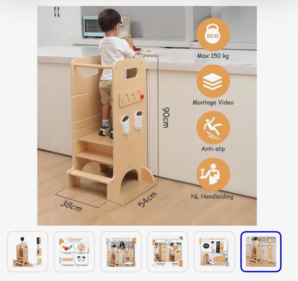 Montessori leertoren – opvouwbaar – reeds gemonteerd, Enfants & Bébés, Jouets | Jouets de bébé, Comme neuf, Enlèvement ou Envoi