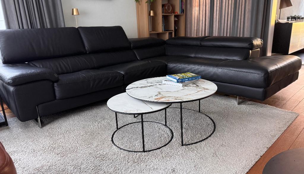 Luxe lederen hoekzetel, Maison & Meubles, Canapés | Sofas & Chaises Longues, Utilisé, Cuir, Enlèvement