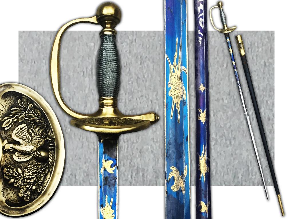 🚨EMPIRE RARE Épée France BLEUE & OR OFF. supérieur original, Collections, Objets militaires | Général, Envoi, Armée de terre