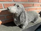 Tuinbeeld langharige teckel, Ophalen, Zo goed als nieuw, Beton