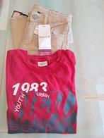 pantalon toile beige neuf avec t shirt, Enlèvement, Beige
