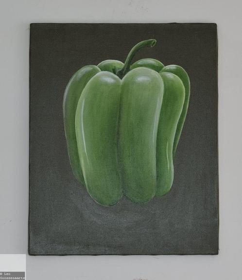 Botanisch schilderij paprika, gesigneerd (model 1), Antiek en Kunst, Kunst | Schilderijen | Modern, Ophalen of Verzenden