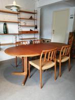 Deense Silkeborg uitschuifbare Moller eettafel retro teak, Rond, Enlèvement, Utilisé, Cinq personnes ou plus