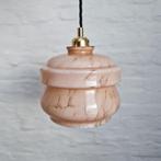 Belle lampe suspendue vintage en verre de Clichy rose pastel, Enlèvement ou Envoi