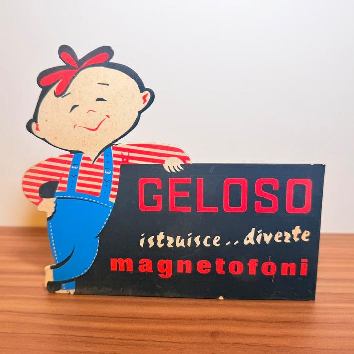 VINTAGE ITALIAANSE RECLAMEBORD RADIO GELOSO 1960 ORIGINEEL, Verzamelen, Merken en Reclamevoorwerpen, Gebruikt, Reclamebord, Verzenden