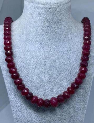 Elegant Facet Geslepen Robijn Ketting - 48 cm ( 6 tot 10 mm) beschikbaar voor biedingen