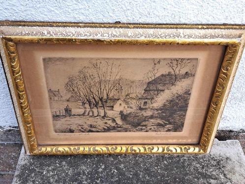 eau forte printemps a st job signe paul cauchie, Antiek en Kunst, Kunst | Etsen en Gravures, Ophalen of Verzenden