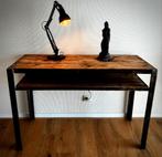 Zeer zware vintage stalen bijzettafel bureau werkbank keuken, Huis en Inrichting, Tafels | Sidetables, Ophalen, Zo goed als nieuw