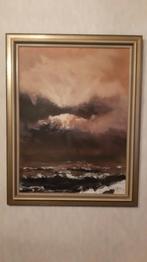 Schilderij over samentrekkende wolken boven zee., Antiquités & Art, Art | Peinture | Classique, Enlèvement