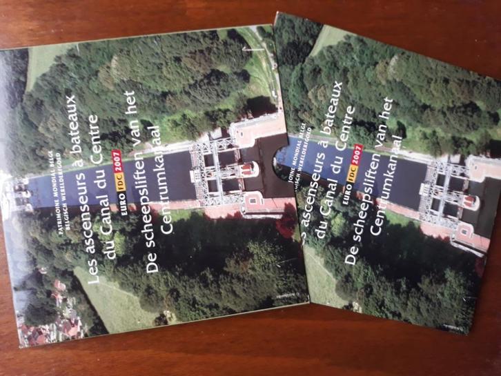 België euroset FDC 2007 Scheepsliften van het Centrumkanaal, Postzegels en Munten, Munten | Europa | Euromunten, Setje, België