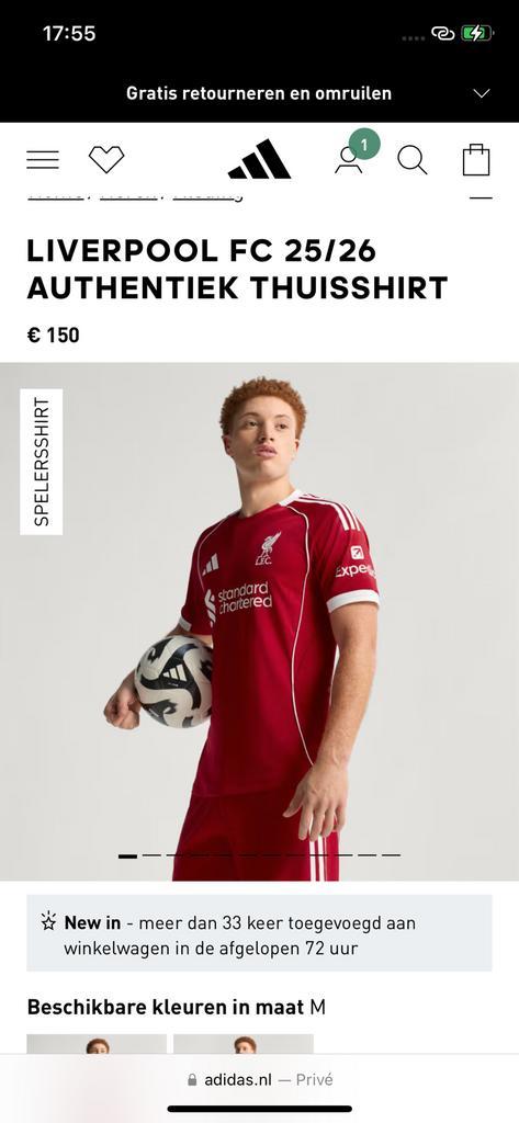 Liverpool2025/2026 thuisshirt lange mouwen antiek, Kleding | Heren, Sportkleding, Voetbal, Oranje, Verzenden