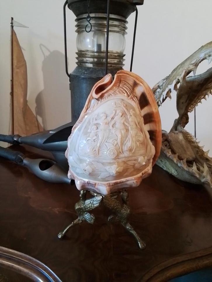 PRACHTIGE ANTIEKE HANDGESNEDEN CAMEE SCHELP  - ITALIË - 1930, Antiek en Kunst, Curiosa en Brocante, Ophalen