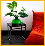 lampe vase verre vert design vintage, Moins de 50 cm, Enlèvement ou Envoi, Verre, Vert