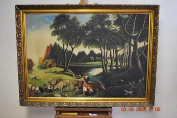 Groot prachtig landschapsschilderij op canvas beschikbaar voor biedingen