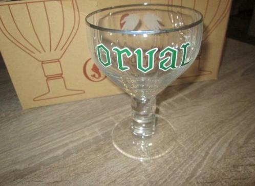 Orval Glazen blauwe en groene opdruk, Verzamelen, Glas en Drinkglazen, Nieuw, Bierglas, Ophalen of Verzenden