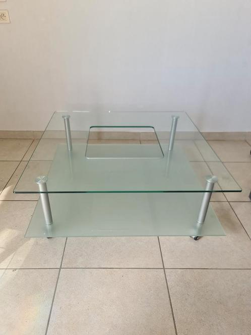 Glazen salontafel met modern design, Huis en Inrichting, Tafels | Salontafels, Zo goed als nieuw, Glas, Ophalen