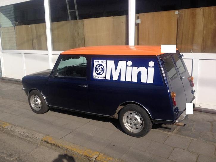 Mini Clubvan uit 1977, Auto's, Mini, Particulier, Overige modellen, Benzine, Break, 3 deurs, Handgeschakeld, Blauw, Bruin, Alcantara