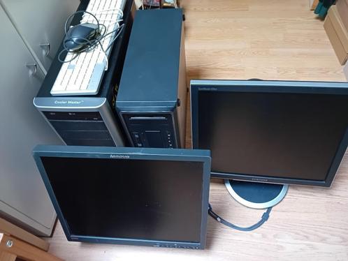 2 computers met scherm, Computers en Software, Desktop Pc's, Gebruikt, 2 tot 3 Ghz, HDD, 4 GB, Met monitor, Ophalen