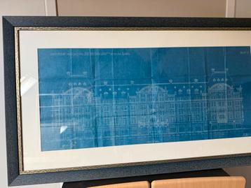 Kader met blauwdruk de bijenkorf Amsterdam beschikbaar voor biedingen