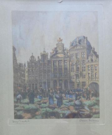 OMER COPPENS / GROTE MARKT BRUSSEL / ZW-W ETS / 45x38cm KAD