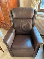 Bruine lederen relaxzetel, Enlèvement, Comme neuf, Cuir, Klassiek