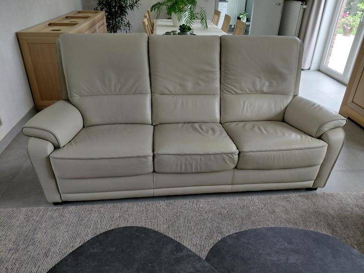 zetels, Huis en Inrichting, Zetels | Zetels, Gebruikt, Rechte bank, Driepersoons, 200 tot 250 cm, 75 tot 100 cm, Leer, Ophalen